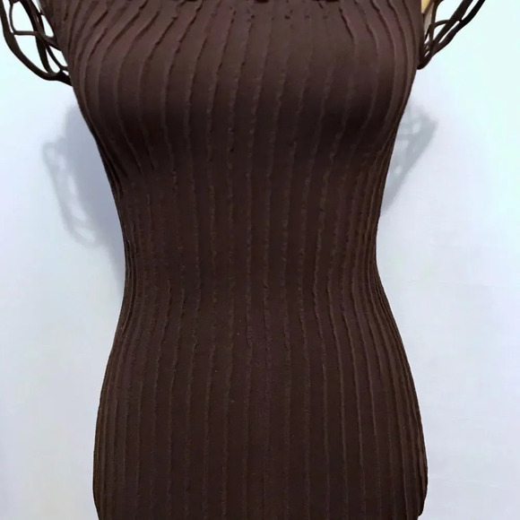 Soho Lady NWT Brown Cut Out Blouse Women OS (S-L) - Picture 3 of 7